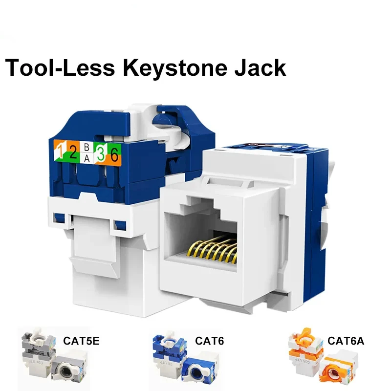 

OMAY RJ45 Keystone Jack, CAT6 CAT5E CAT6A Tool Free Self-Locking Module Adapter No Punch-Down Tool Couplers