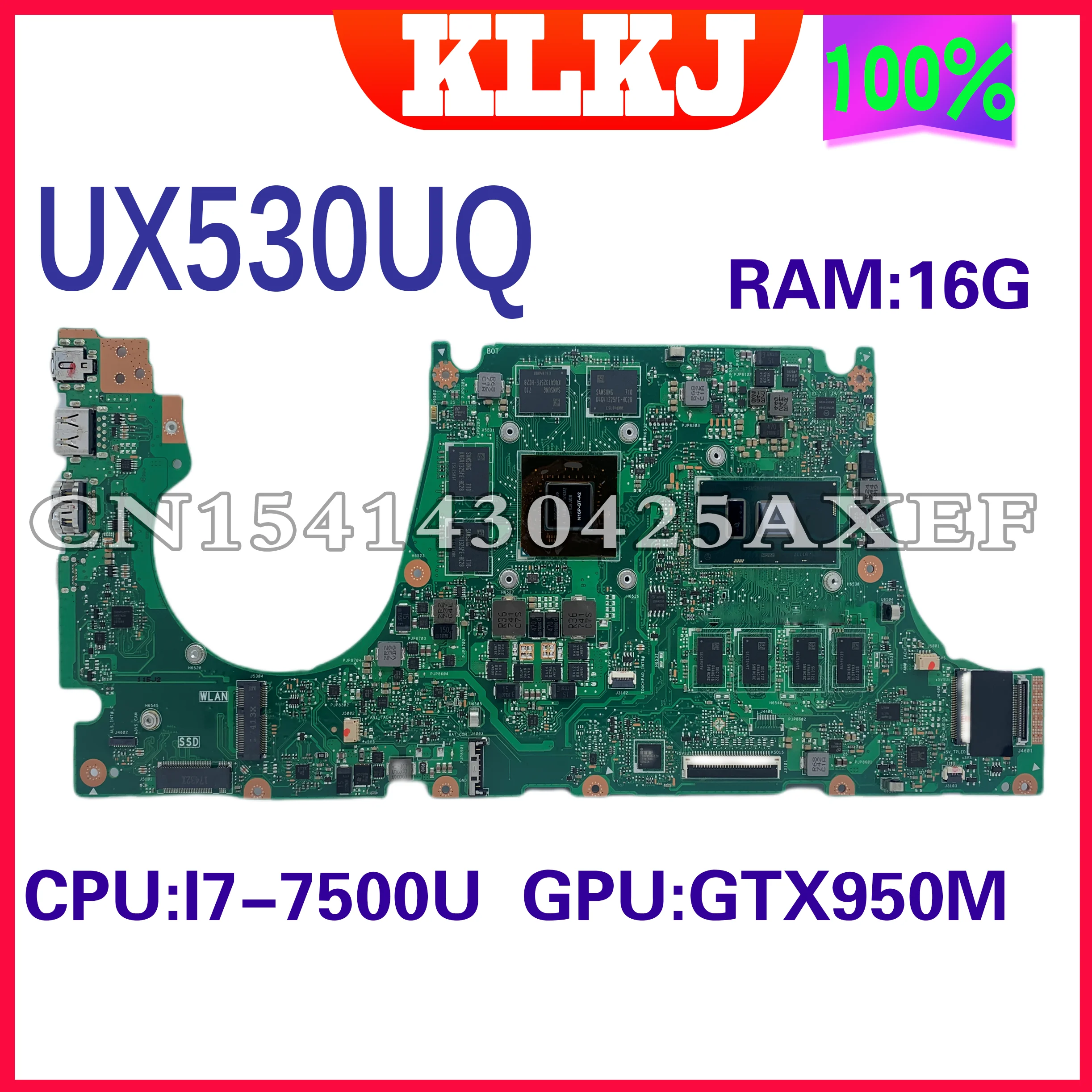 

UX530UQ_UX530UX Mainboard For ASUS ZenBook UX530UR UX530UN UX530U Laptop Motherboard 8GB 16GB-RAM I7-7500U I5-7200U GTX950M-4GB