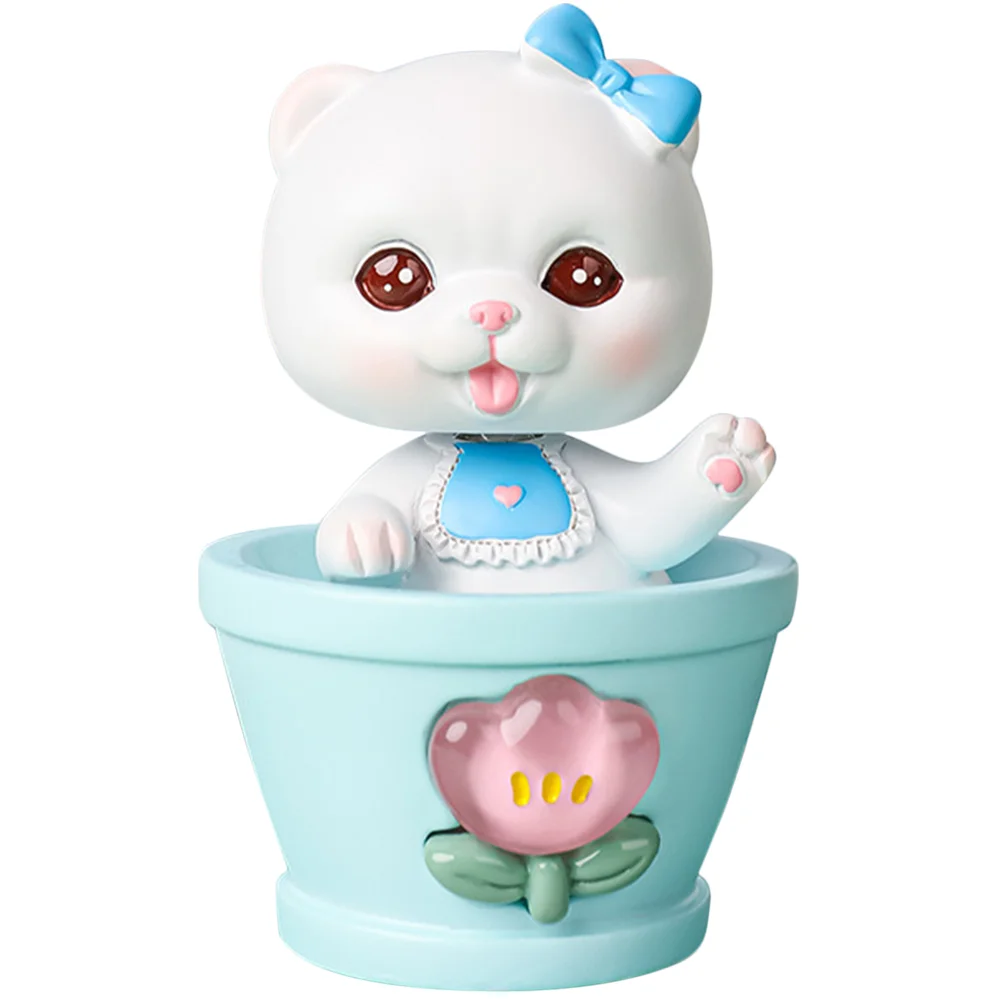 

Animal Head Mini Car Miniature Shaking Figurine Resin Figurines Ornament Figures Decorations Animals Toy Ornaments Cute