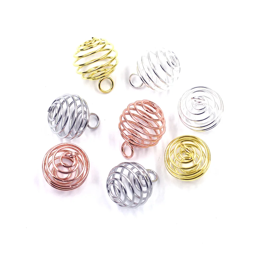 

Lantern Spring Spiral Bead Cages Pendants Base Gold Bronze Silver Alloy For Charms Necklace Jewelry DIY Accessories 15x18mm