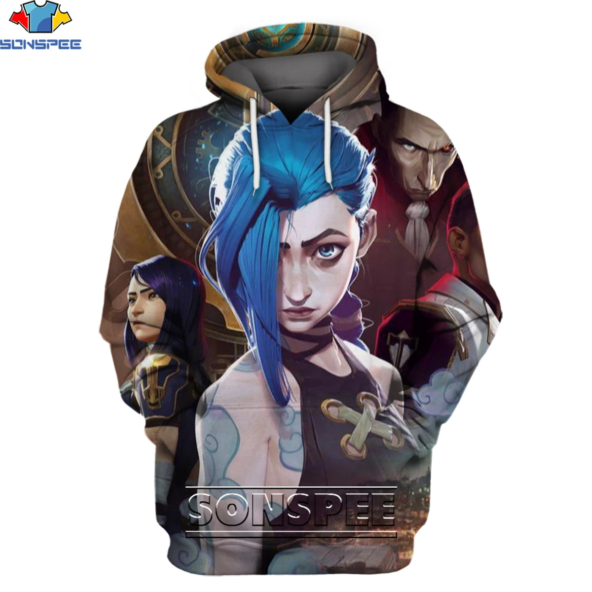 

SONSPEE League of Legends Arcane Hoodies 3D Men Women Fashion Anime Game LOL Punk Harajuku Pullover Jinx Tops Gaming Clothing