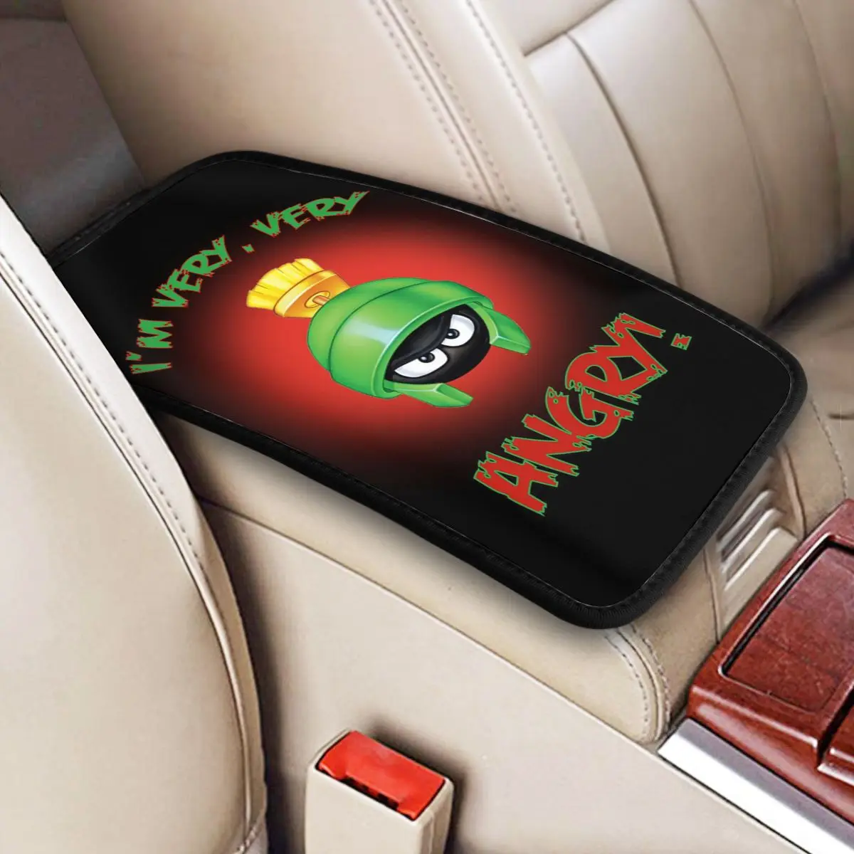 Marvin The Martian Center Console Cover Pad for Cars Anime Video Game Car Interior Accessories Armrest Cover Mat Leather