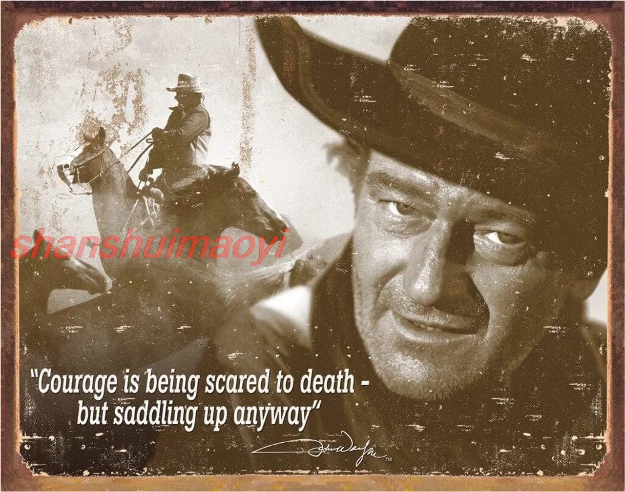 Жестяная вывеска Desperate Enterprises John Wayne Courage