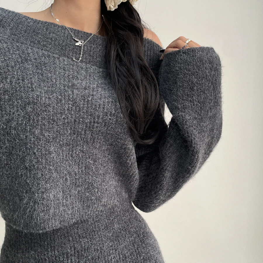 Осенне-зимний вязаный комплект из двух предметов