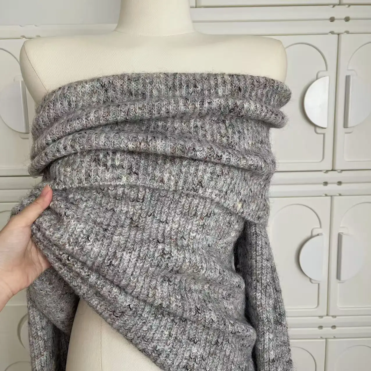 Осень-зима женские французские винтажные свитера с длинным рукавом разрезом на