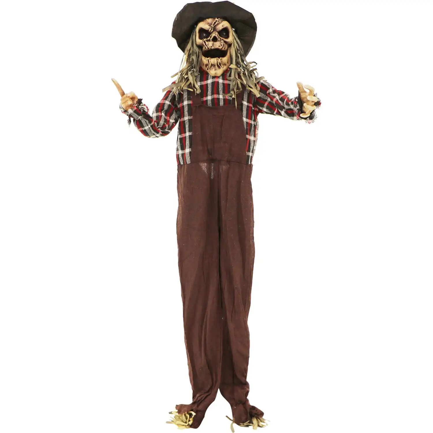 

5.5 ft. Animated Standing Halloween Scarecrow Prop, Multi Color