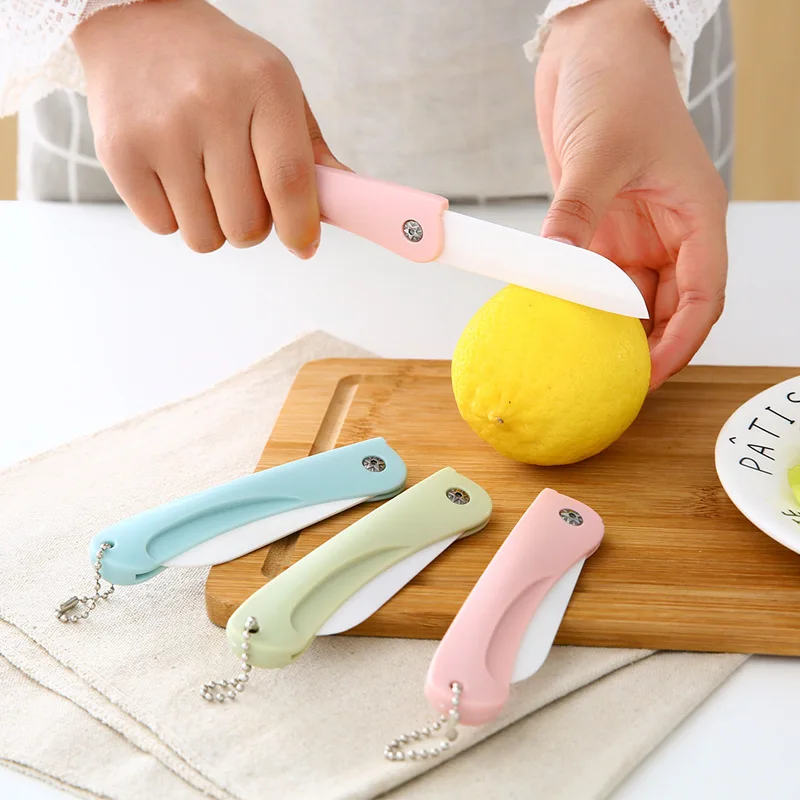 

Nordic color ceramic knife mini portable dormitory portable peeler kitchen small knife foldable ceramic fruit knife
