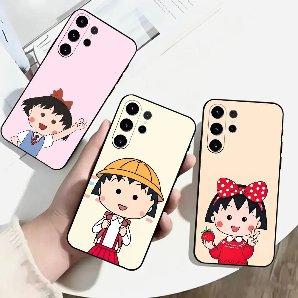 Фото Чехол для телефона C-Chibi Maruko-chan для Samsung S25, S24, S21, S22, S23, S30, Ultra, S20, Plus, Fe, Lite, Note, 10, черный чехол №1