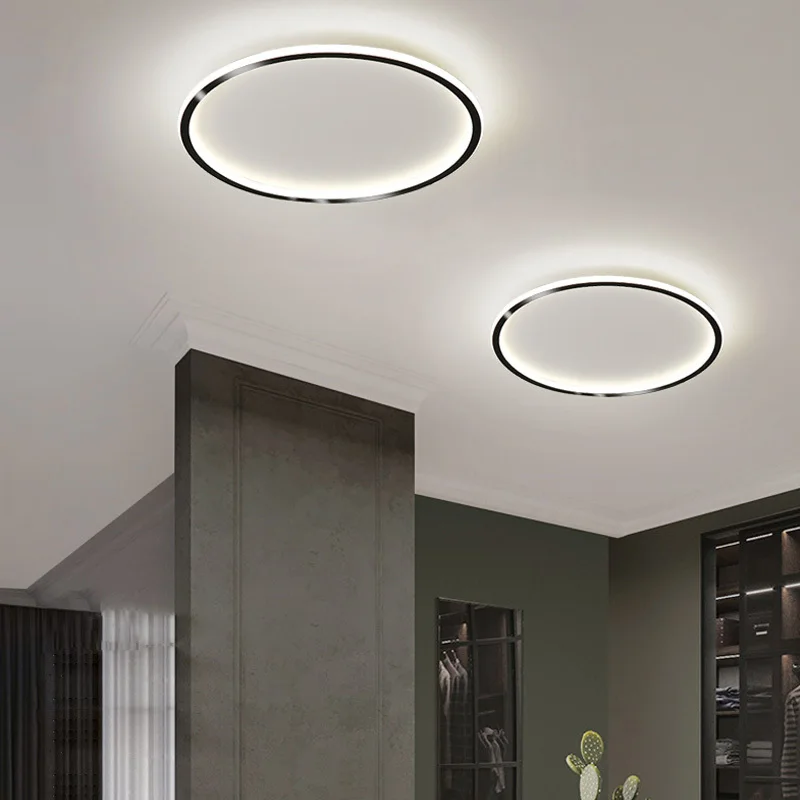 $32.90 Nordic Round Led Ceiling Lights for Living Room Bedroom Decor Fixtures Study Balcony Kitchen Black Surface Mounted Luces Dimming