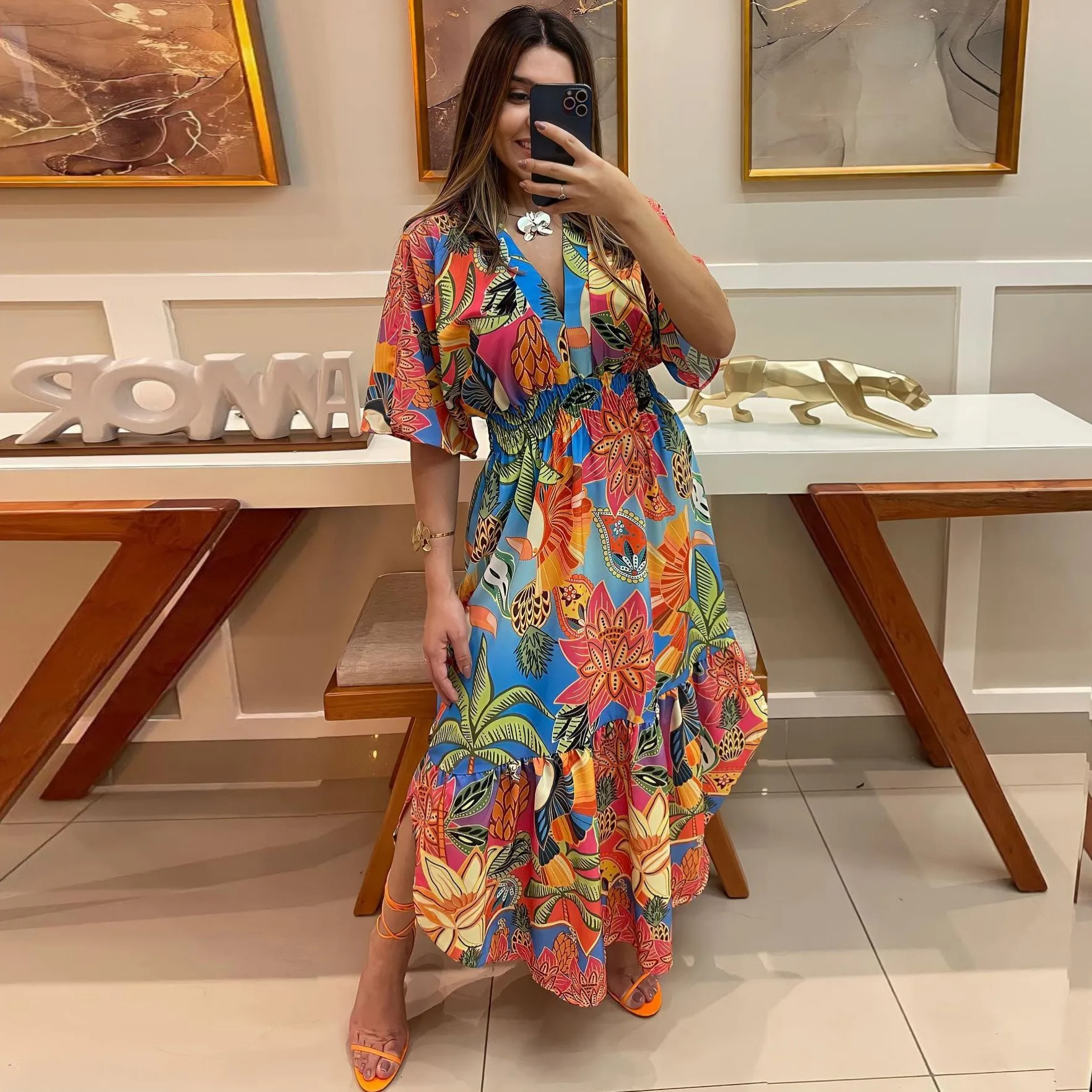 

Весенние Новые африканские платья для женщин Vetement Femme Dashiki Abaya принт Макси платье африканская одежда Дашики Анкара платья