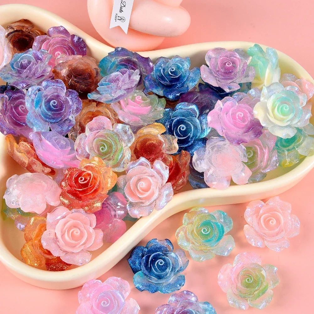 10 шт. серебристые розы серии миниатюрные кабошоны из смолы с плоской спинкой для