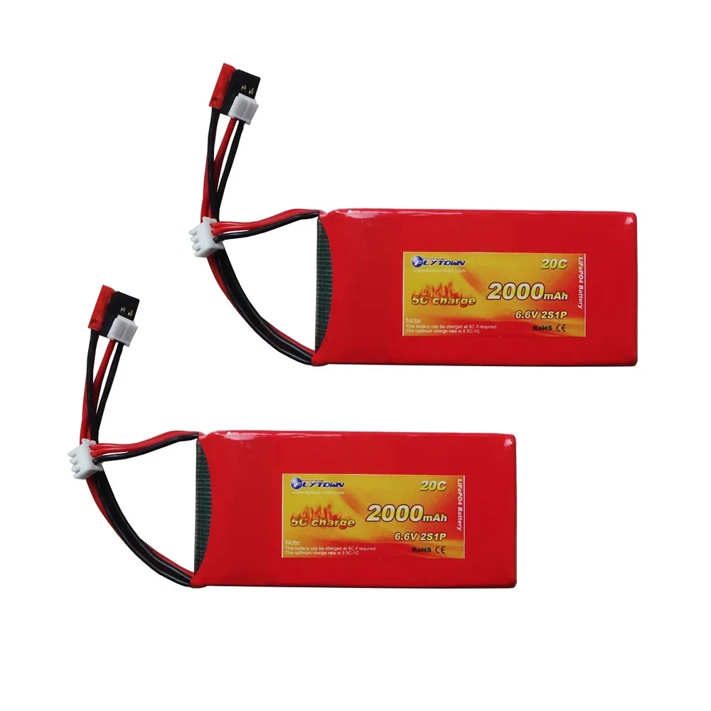 Flytown Nano-tech 2000 мАч 2S1P 6 В 20 ~ 40C LiFePo4 Аккумулятор для передатчика TX Pack Разъемы Futaba JST