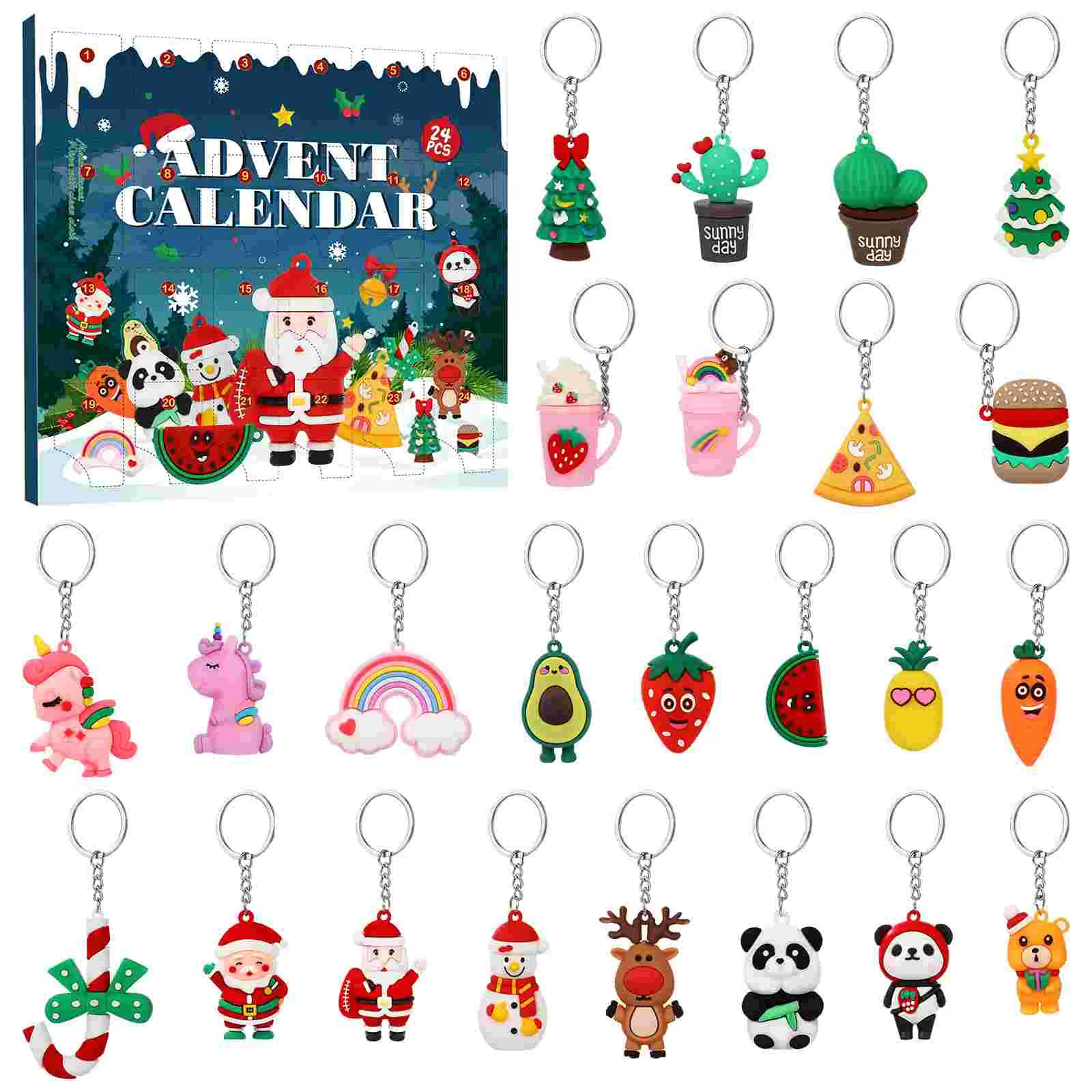 

Toyvian 24pcs Christmas Countdown Keychains Advent Calendar Key Rings Xmas Tree Hanging Pendants Party Favors