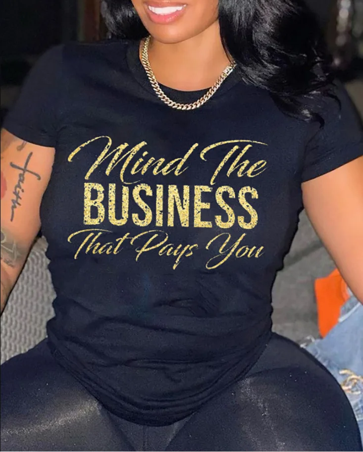 

Large size clothing Letter Print Short Sleeve T-shirt