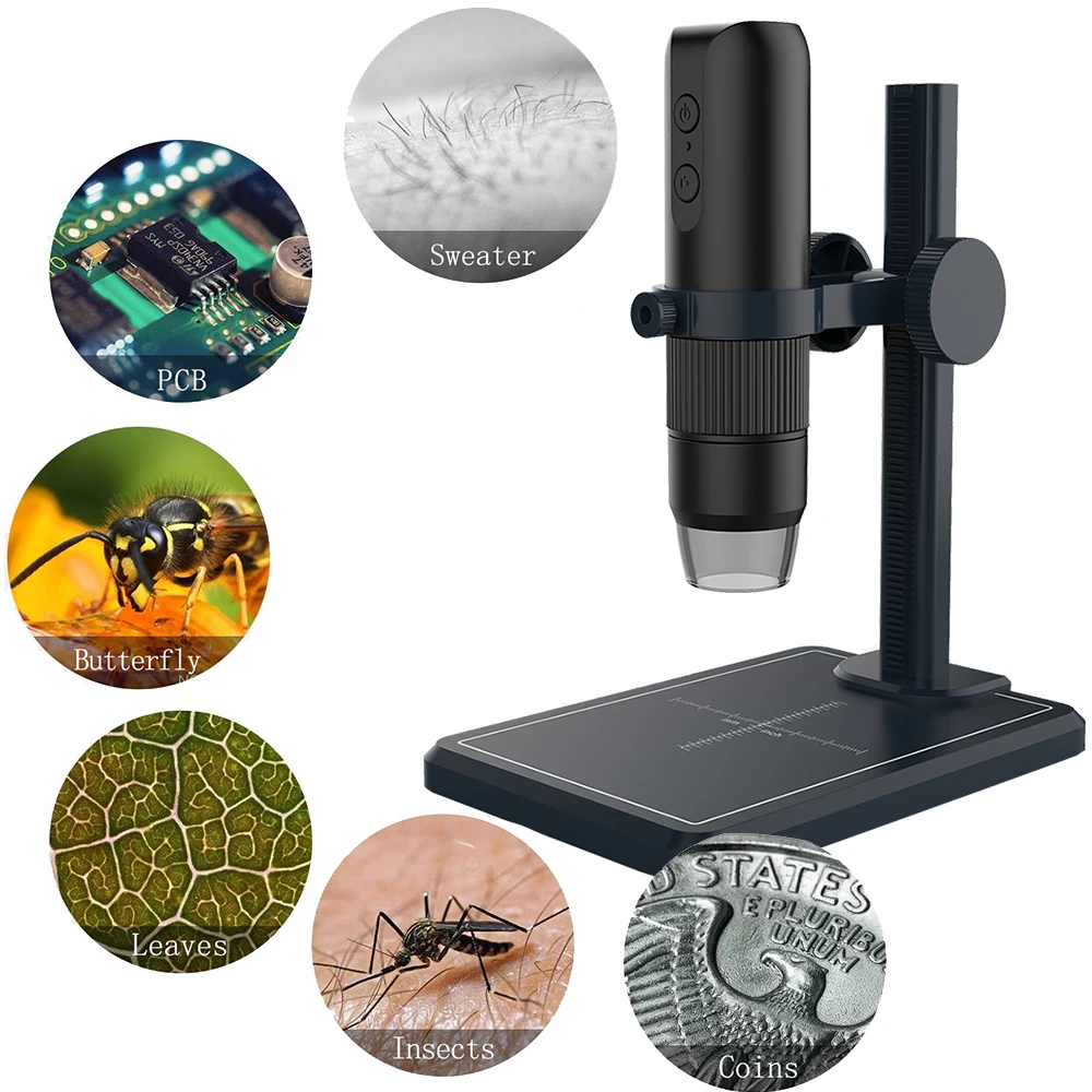 1000x zoom wifi hd desktop electronic digital usb professional microscope 8led plastic support stand for apple android phone pc free global shipping