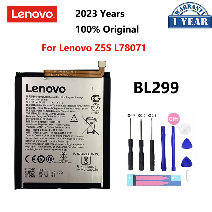 100% Оригинальный аккумулятор BL299 3300 мАч для Lenovo Z5S Z5 S L78071 BL 299, сменные батареи для телефона, батарея