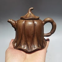 6 chinese yixing zisha pottery lotus leaf pot teapot purple clay pot kettle green grey mud ornaments gather fortune town house