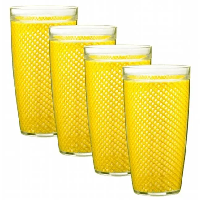 

11622 Fishnet 22 Oz Doublewall Drinkware Set/4 Yellow Free shipping