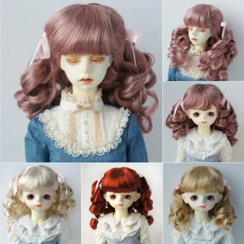 Фото JD405 1/6/14 1/3 YOSD MSD SD DO Двойные длинные парики Sauvage Twin Ponys BJD 6-7 дюймов 7-8 дюймов 8-9 дюймов Синтетические мохеровые волосы BJD №2