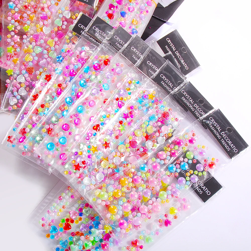 

Self Adhesive Rhinestone Sticker 21x7cm Glitter Crystal Acrylic Flower Shape Applique Scrapbooking For Car Phone Decorate
