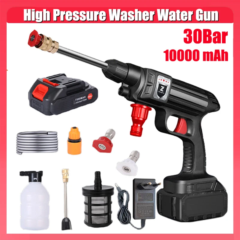 

Пистолет для мойки автомобиля, 30 бар, 10000 мАч