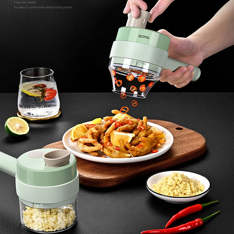 

Upgrade Multi-function Electric Vegetable Cutter Set Garlic Mud Masher Garlic Chopper Cutting Pressing Mixer Kitchen Tools