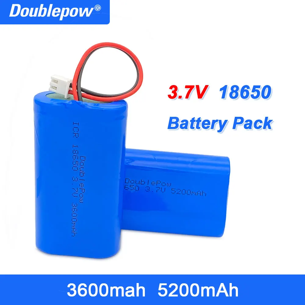 

3.7V 18650 Lithium Battery Packs 3600/5200mAh Rechargeable battery Fishing LED Light Bluetooth Speaker +XH-2P Plug
