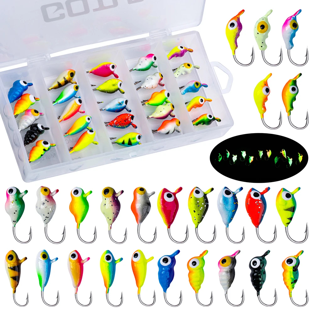 

25pcs 1.5-2.5g Winter Ice Fishing Lure Ants Shaped Colored Artificial Soft Bait Jig Head Small Ice Fishing Hook For Lure Worm