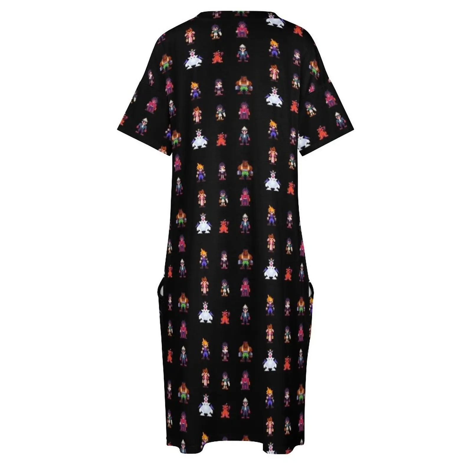 FF7 пиксельный персонаж свободное платье с карманами вечернее женские вечерние