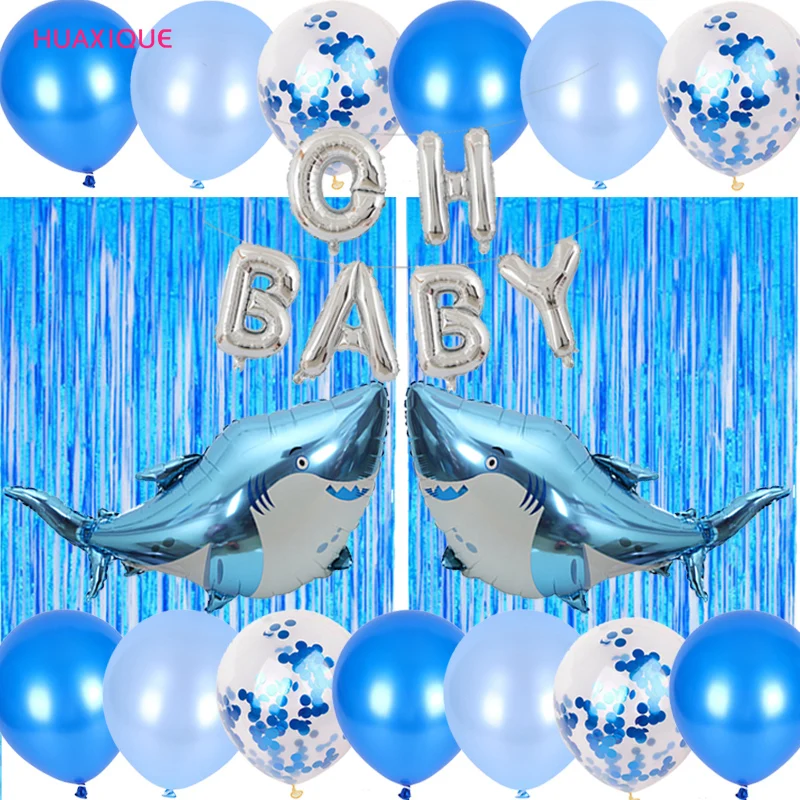

Ocean world decoration sea animal Shark holiday supplier fish octopus foil balloons Flag Banner Birthday Party Decoration