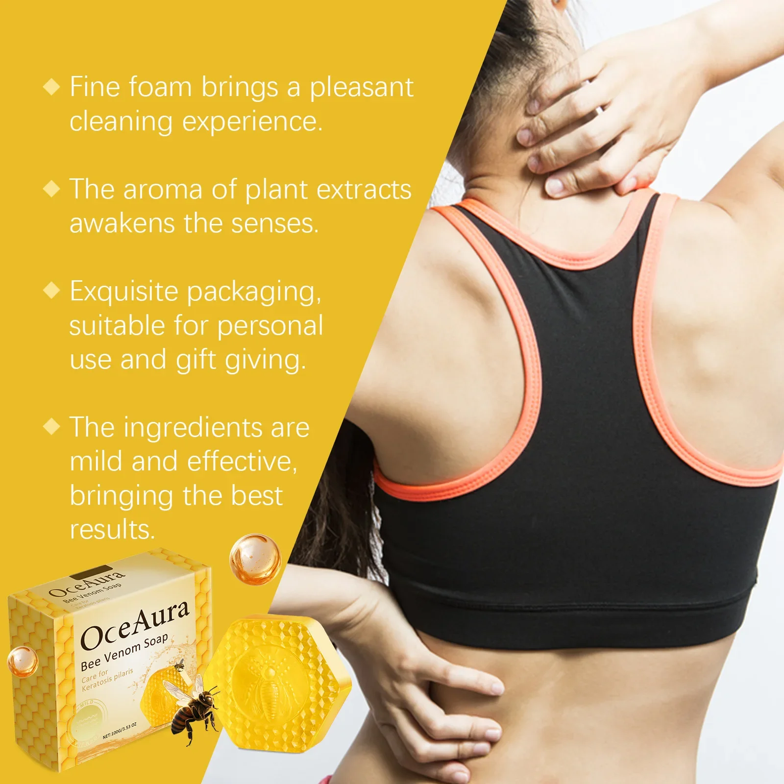 Мыло ручной работы с пчелиным ядом 100 г увлажняющее для ухода за кожей и телом