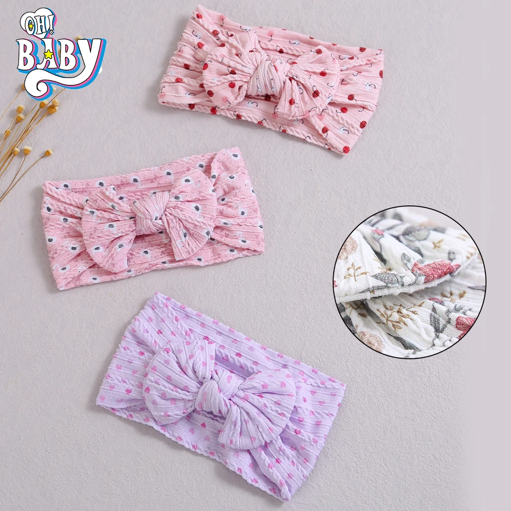 

1PCS Printed Cable Knit Baby Headbands For Children Elastic Baby Girl Turban Kids Hair Bands Newborn Headwrap Hair Accessories