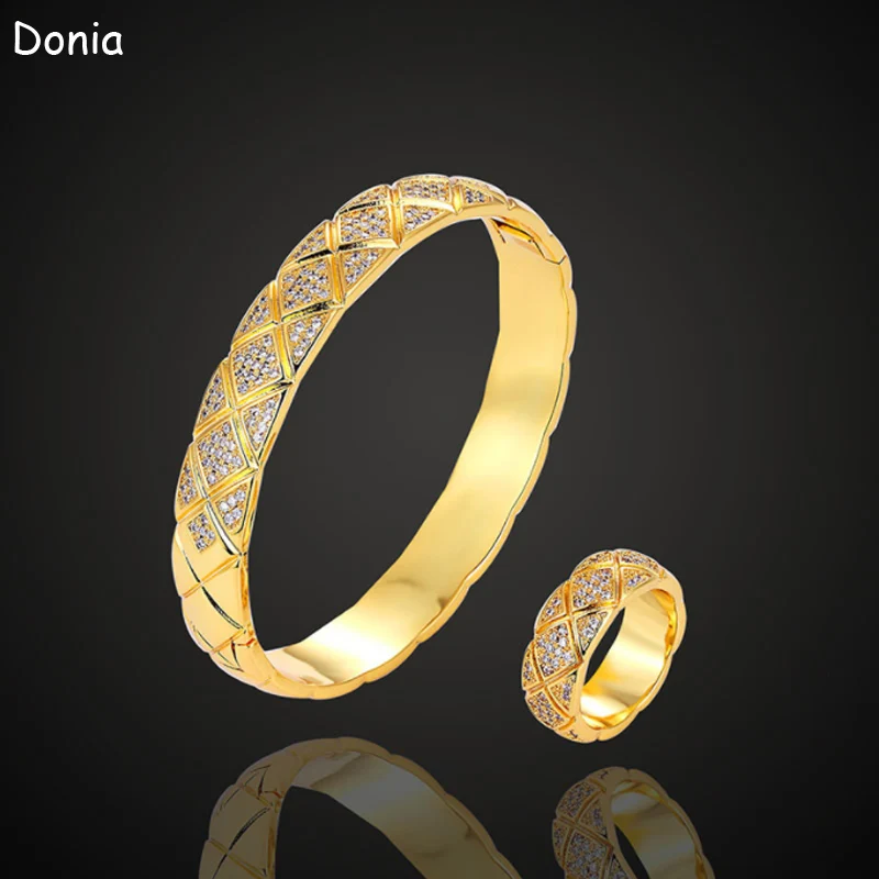 

Donia Jewelry Fashion Mesh Micro-Inlaid AAA Zircon Large Creative Opening Ladies Bracelet Set
