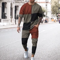 summer men t shirt set trousers 2 piece suit short sleeve tshirts long pants tracksuit casual streetwear oversized outfits