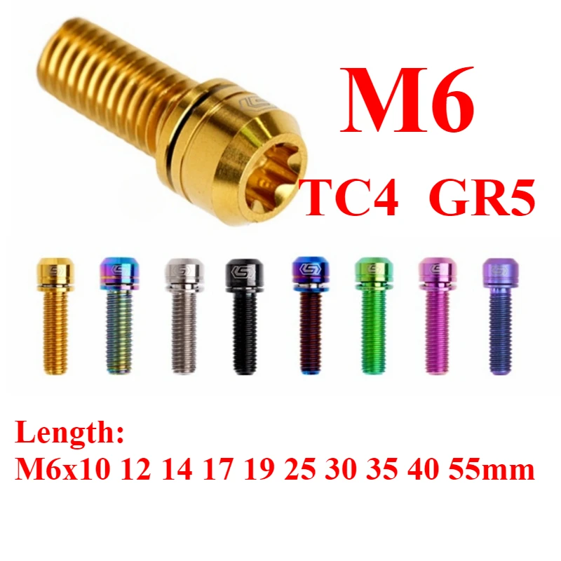 M6x10 12 14 17 19 25 30 35 40 55 мм TC4 GR5 Титановый сплав Torx с шайбой винт для велосипеда DIY