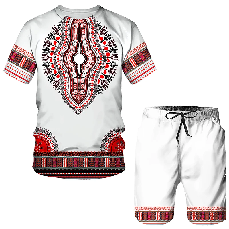 The African Tradition Dashiki Culture T-shirt Suit Comfortable O-neck Top For The Men's Streetwear Tradition Festival