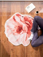 Hot Sale Pink Flower Carpet Peony Irregular Shaped Bedside Blanket/Door Front Mirror Mat Bedroom