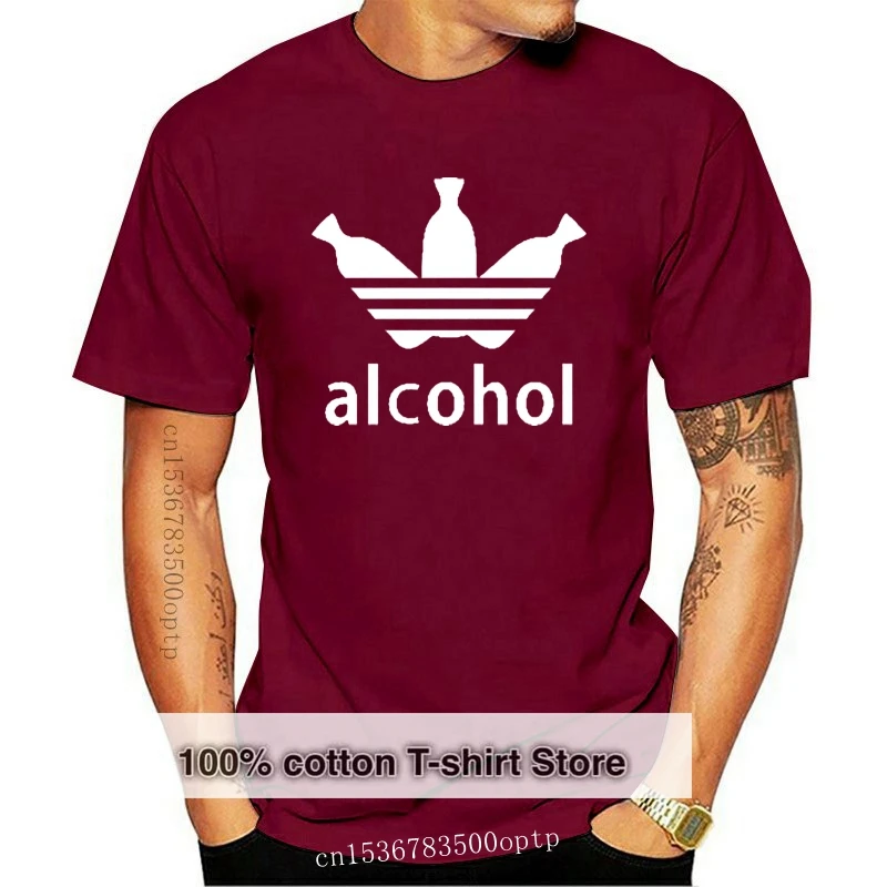 

ALCOHOL T-Shirt Mens Funny Drinking Top Beer Pub Tee Alcoholic Quality T Shirts Men Printing Short Sleeve O Neck Tshirt