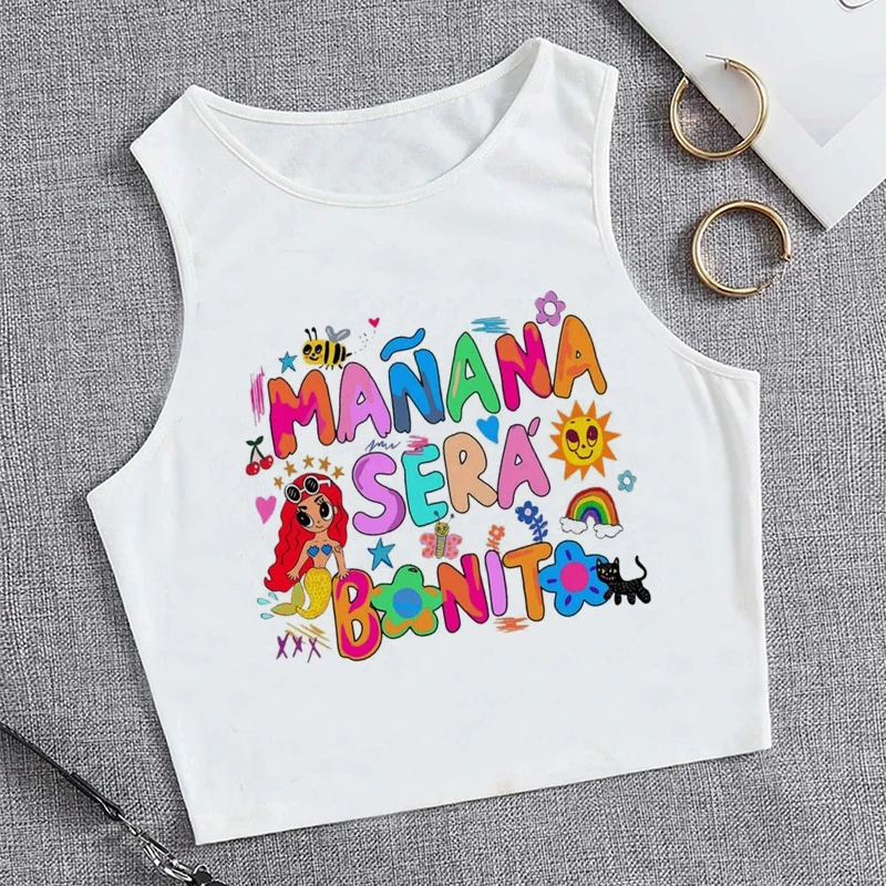 ed jutro będzie ładnie koszulka graficzna Karol G Heart Crop Tops Women Manana Sera Bonito Cropped Tee Shirt Funny Y2k TShirt Kobieta
