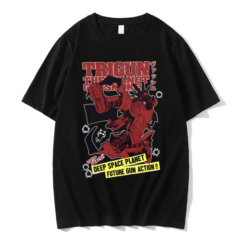 

Trigun Tshirt Vash The Stampede T Shirt Manga T-shirt Men's Anime Tee Men Saint Wolfwood 90s Manga Gunsmoke Streetwear Man Tops