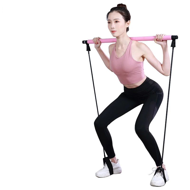 

Portable Yoga Pilates Bar Stick with Resistance Band Home Gym Muscle Toning Bar Fitness Stretching Sports Body Workout Exercise