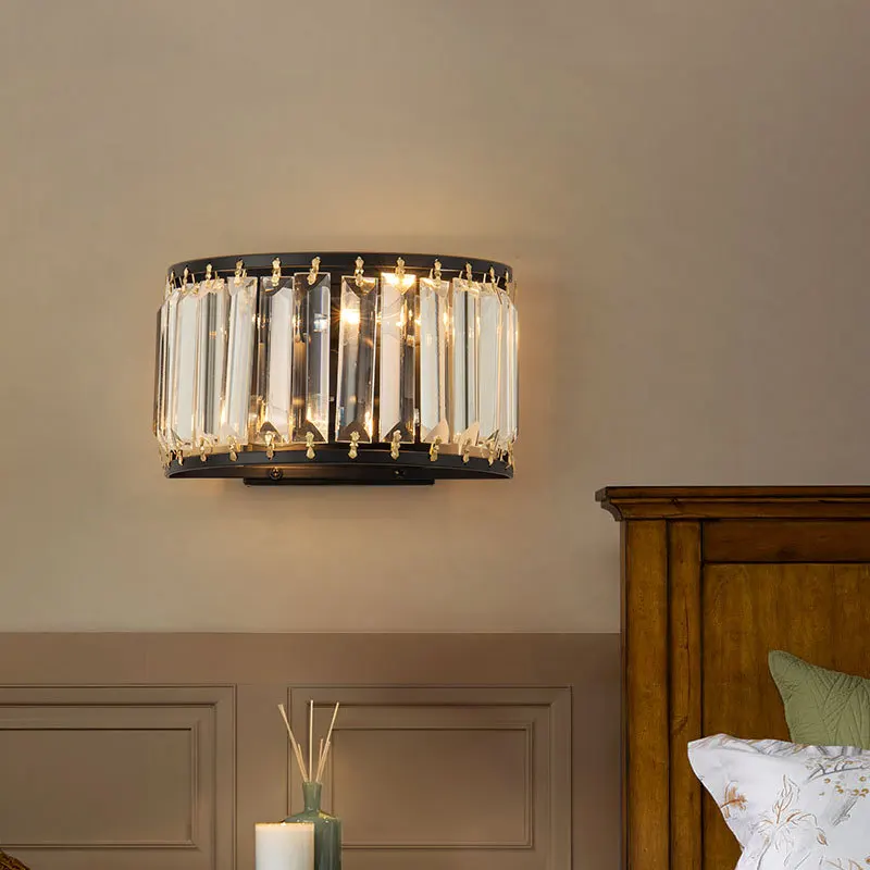 

Postmodern LED Crystal Wall Lights Luxury Modern Wall Lamps Living Room Bedroom Bedside Lights Background Wall Sconces E14 Bulbs