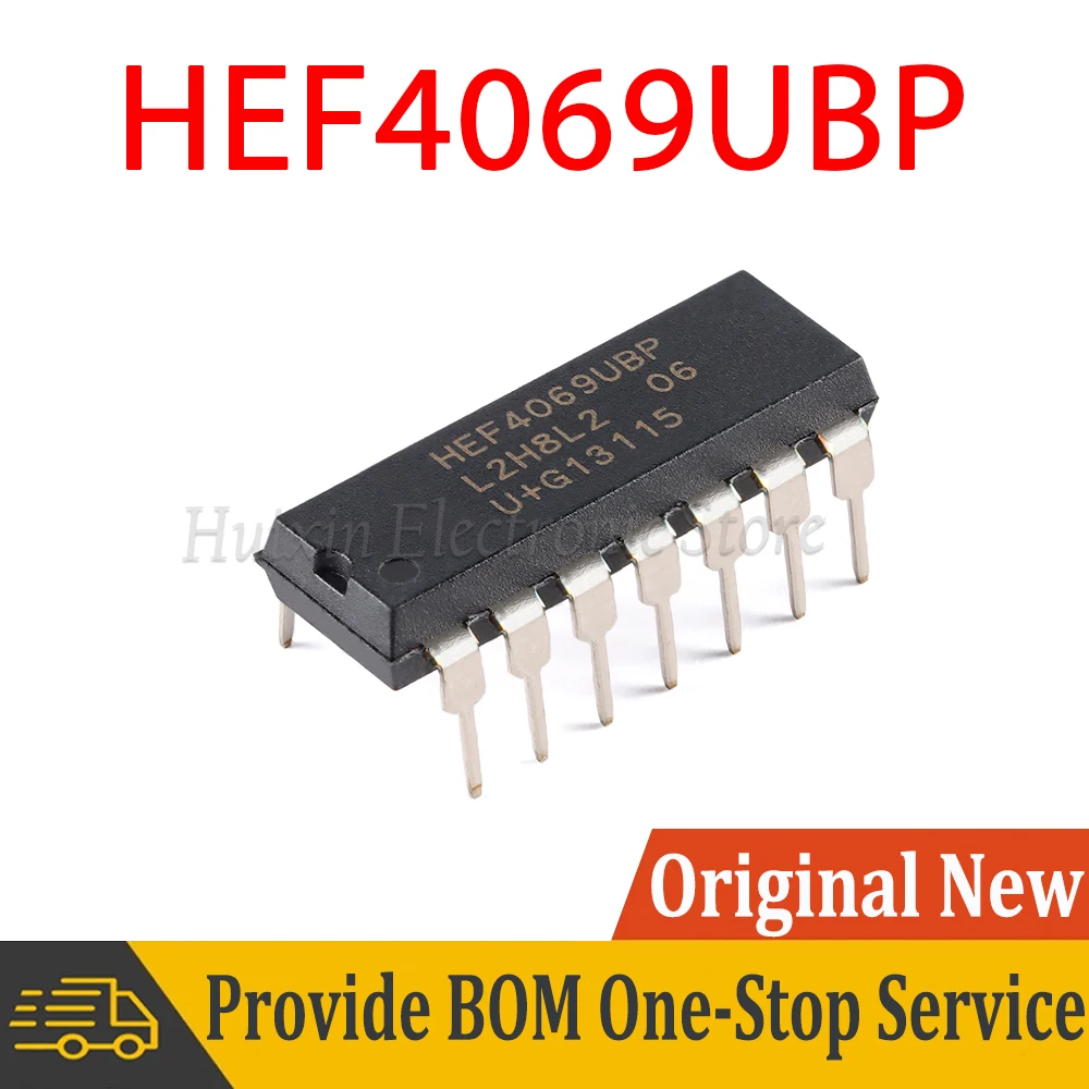

2pcs HEF4069UBP HEF4069 DIP-14 6 Channel 3V to 15V Inverters DIP New and Original IC Chipset