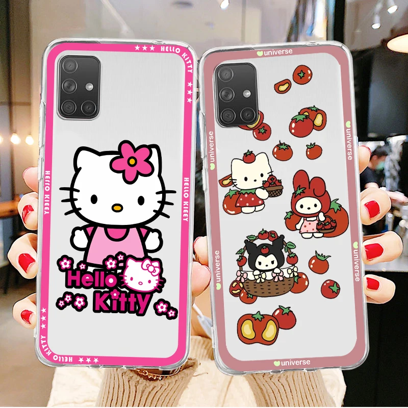 

Cute Hello Kitty Cinnamoroll Transparent Phone Case For Samsung A73 A72 A71 A53 A52 A51 A42 A33 A32 A23 A22 A21 A13 A04 A03 5G