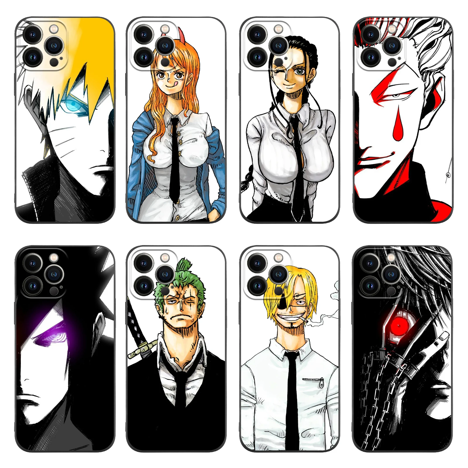 

Anime One Piece Luffy Naruto Makima Phone Case for iPhone 14 13 12 11 Pro Max XR XS Max 7 8 Plus X Protective Phone Back Cover