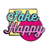fake happy pastel brooch metal badge lapel pin jacket jeans fashion jewelry accessories gift