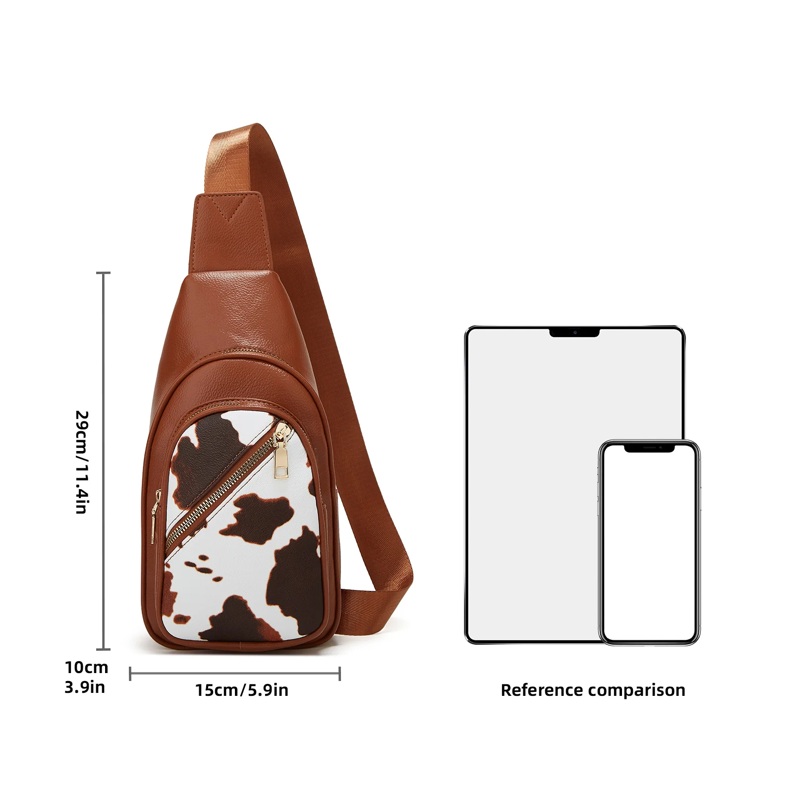 Женская нагрудная сумка через плечо классическая многослойная вместительная