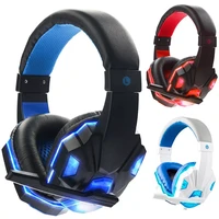 2021 new gaming headset headphones with led light mic stereo earphones deep bass for pc computer gamer laptop auriculares