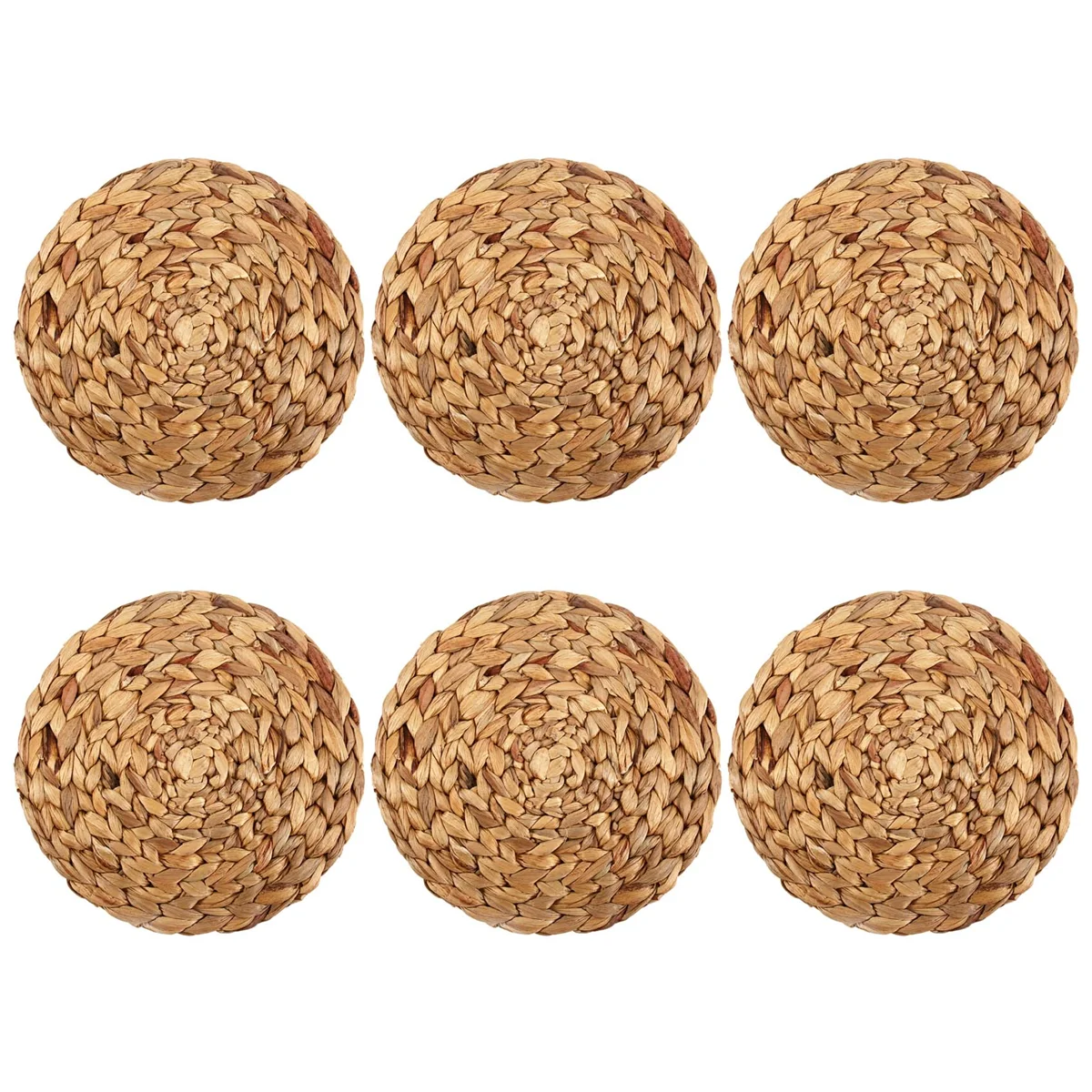

6 Pack Round Water Hyacinth Placemat,Quality Woven Wicker Table Place Mats,25cm
