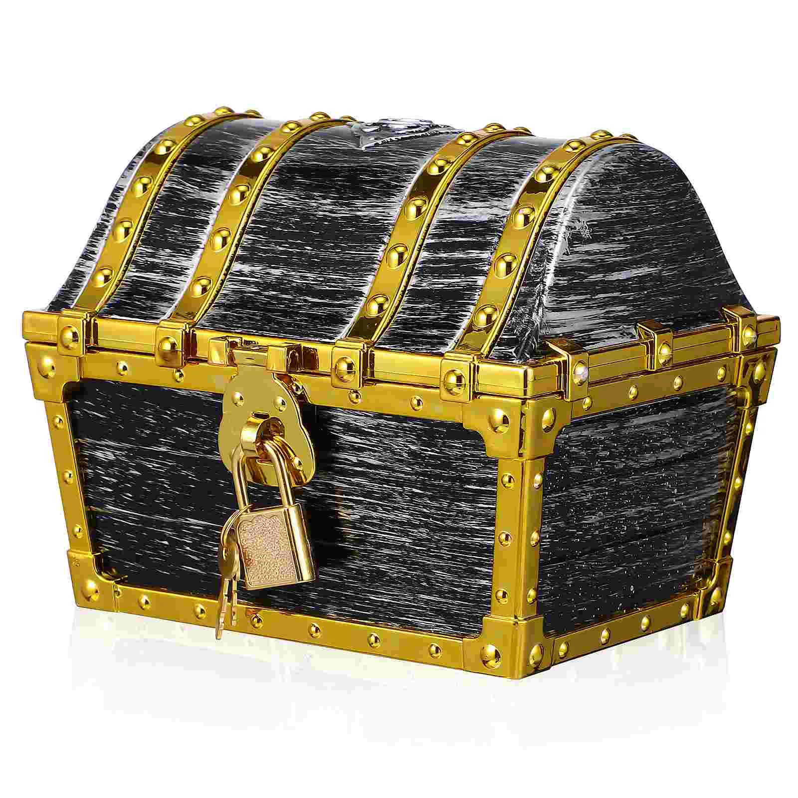 

Pirate Treasure Game Prop Decorative Plastic Treasure Box with Lock and Key